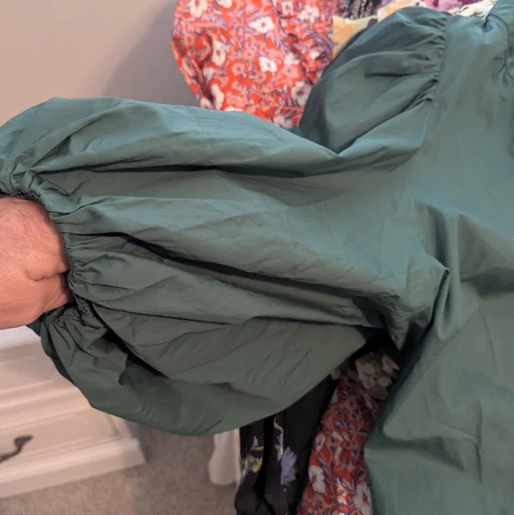 Pomander Place Teal Gathered Neckline Dress - Picture 3 of 4